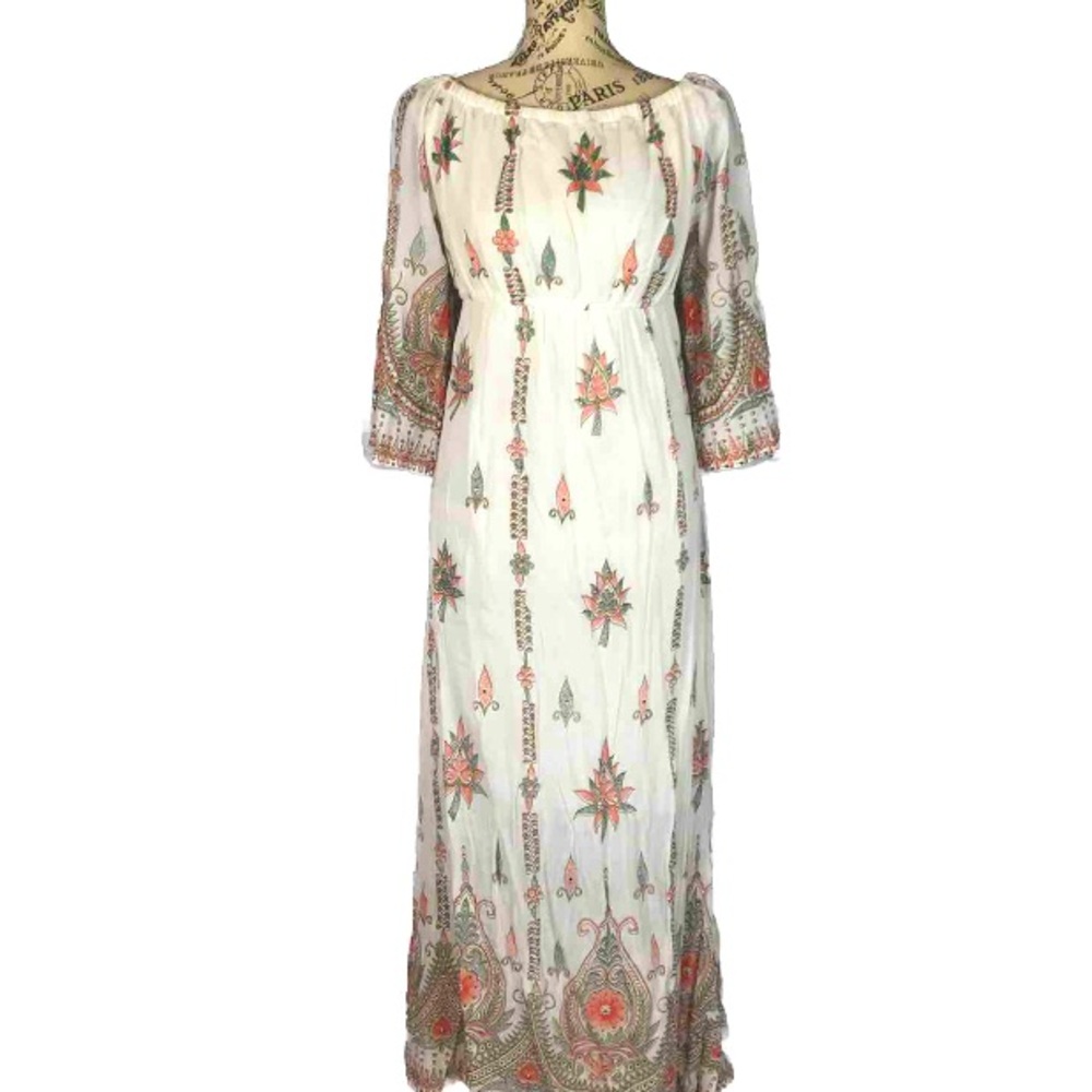 Lapogee Women’s White Floral Maxi Dress Size Medium